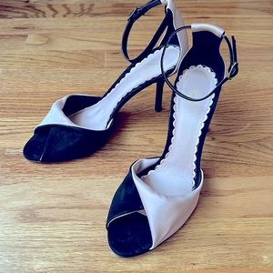 J. Vincent suede/satin peep toe heels. Size 8.5M